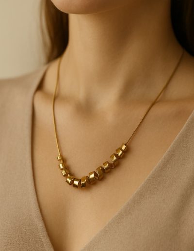 ✨ UShine.gr: Χειροποίητο κολιέ με ροζ-χρυσό spiral μοτίφ No 1294