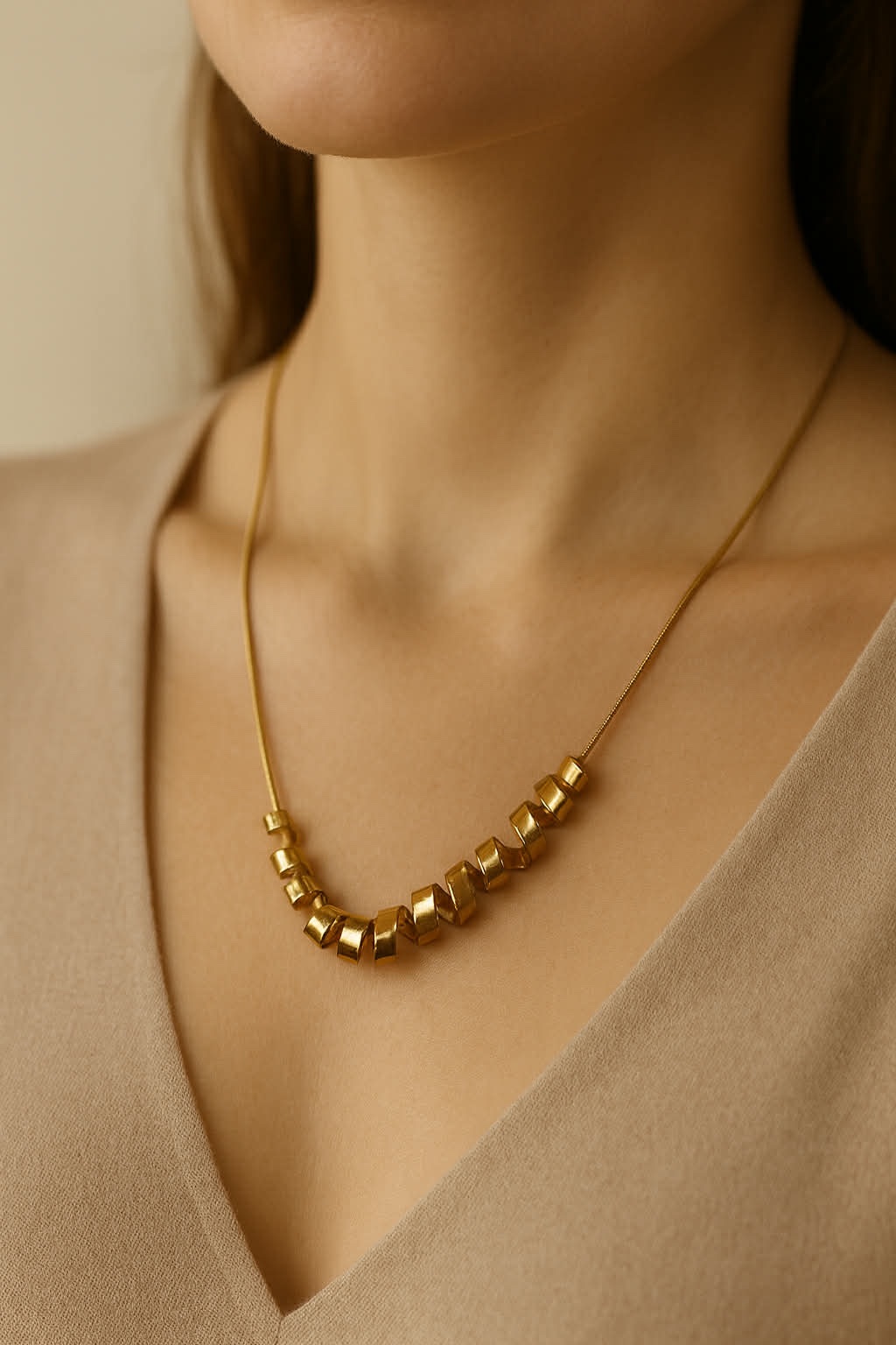 ✨ UShine.gr: Χειροποίητο κολιέ με ροζ-χρυσό spiral μοτίφ No 1294