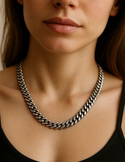 ✨ UShine.gr: Ατσάλινο κολιέ chunky αλυσίδα με γυαλιστερό φινίρισμα No 1298