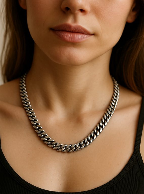 ✨ UShine.gr: Ατσάλινο κολιέ chunky αλυσίδα με γυαλιστερό φινίρισμα No 1298