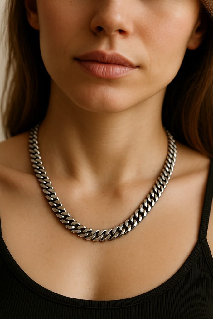 ✨ UShine.gr: Ατσάλινο κολιέ chunky αλυσίδα με γυαλιστερό φινίρισμα No 1298