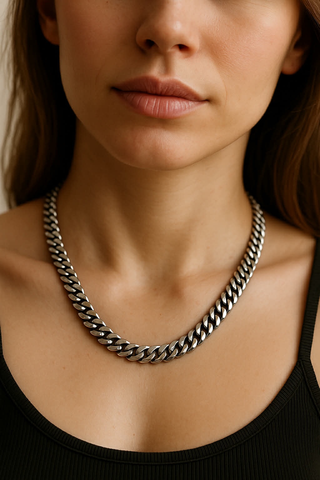 ✨ UShine.gr: Ατσάλινο κολιέ chunky αλυσίδα με γυαλιστερό φινίρισμα No 1298