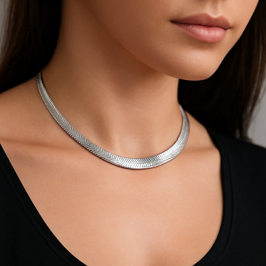 ✨ UShine.gr: Ατσάλινο κολιέ φίδι (snake chain) σε ασημί απόχρωση No 1299