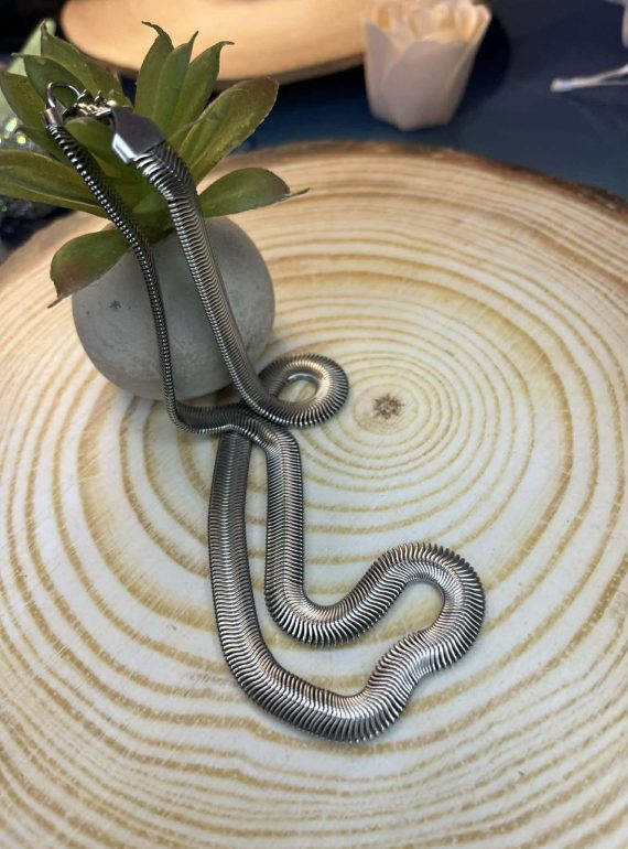 ✨ UShine.gr: Ατσάλινο κολιέ φίδι (snake chain) σε ασημί απόχρωση No 1299