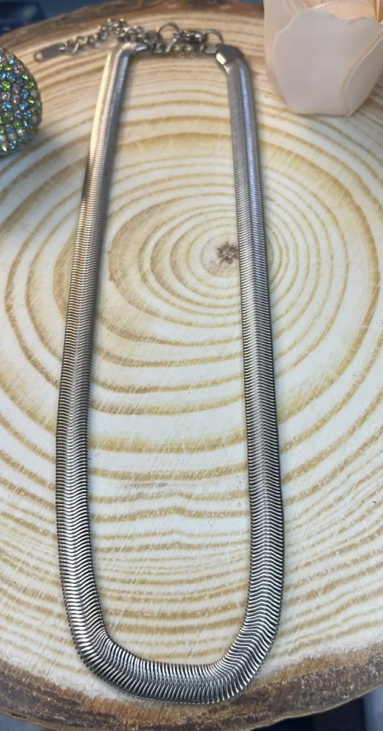 ✨ UShine.gr: Ατσάλινο κολιέ φίδι (snake chain) σε ασημί απόχρωση No 1299