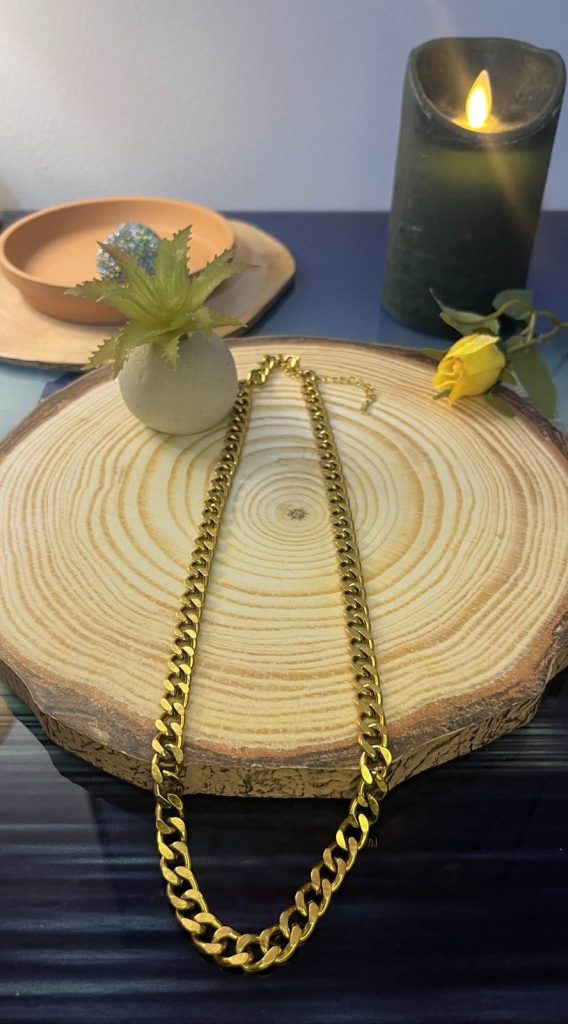 ✨ UShine.gr: Ατσάλινο χρυσό κολιέ chunky αλυσίδα με έντονο statement χαρακτήρα No 1303