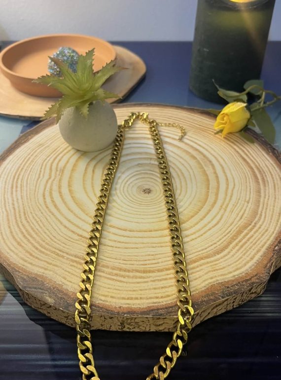 ✨ UShine.gr: Ατσάλινο χρυσό κολιέ chunky αλυσίδα με έντονο statement χαρακτήρα No 1303