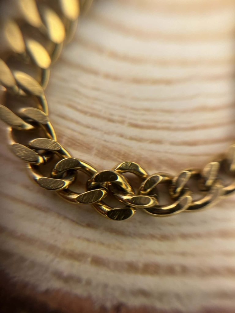 ✨ UShine.gr: Ατσάλινο χρυσό κολιέ chunky αλυσίδα με έντονο statement χαρακτήρα No 1303