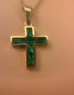 ✨ UShine.gr: Ατσάλινο κολιέ με πράσινο κρυστάλλινο σταυρό No 1305