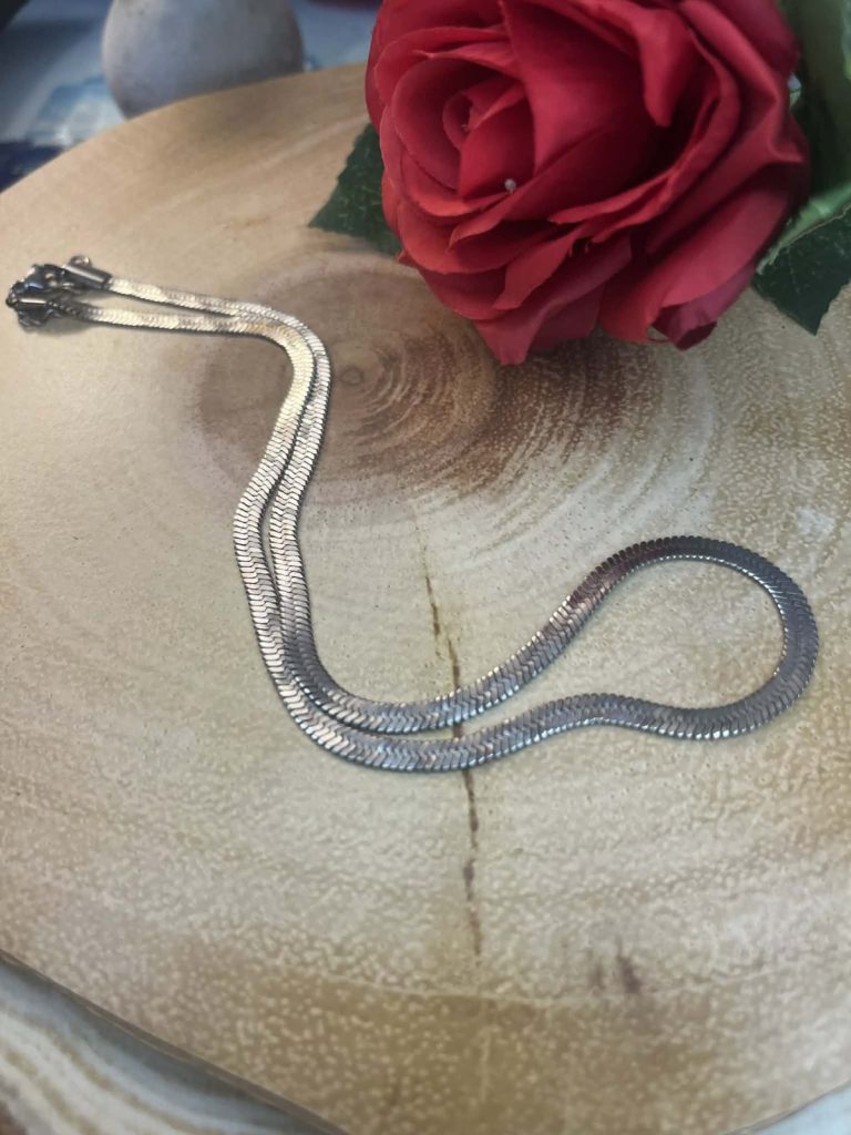 ✨ UShine.gr: Ατσάλινο κολιέ snake αλυσίδα σε ασημί τόνο No 1306