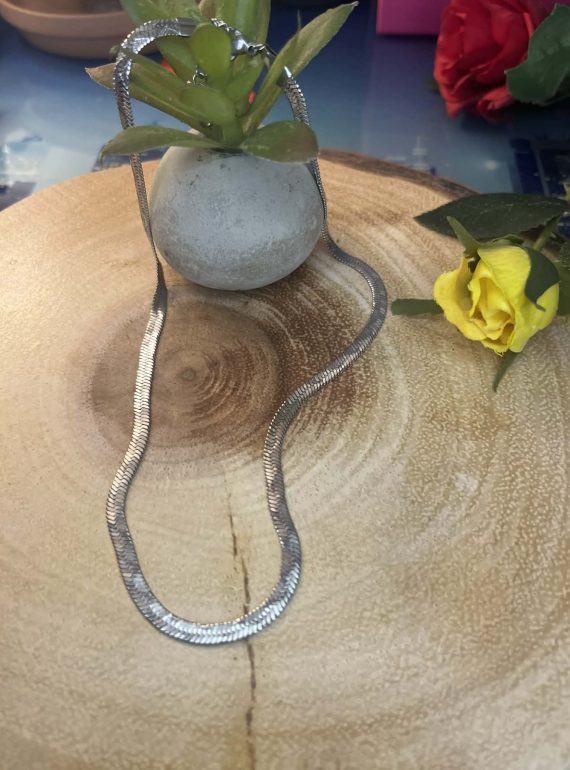 ✨ UShine.gr: Ατσάλινο κολιέ snake αλυσίδα σε ασημί τόνο No 1306