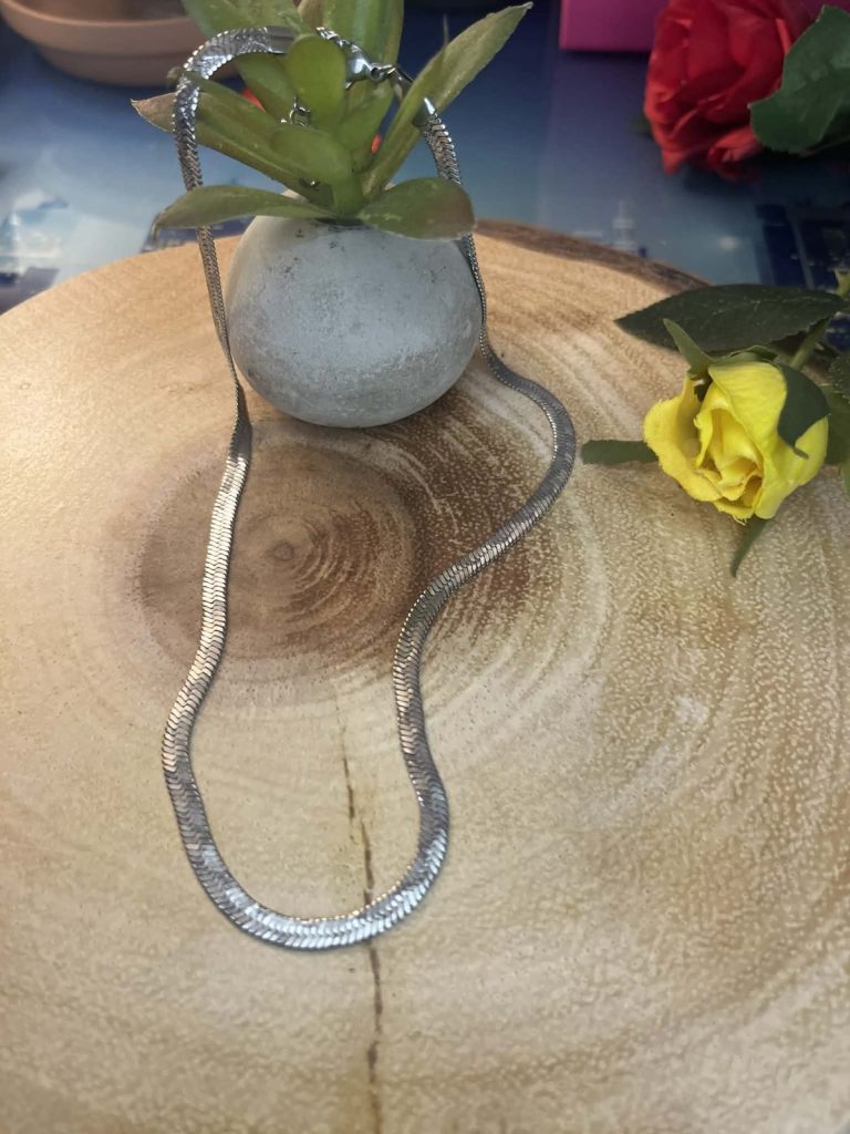 ✨ UShine.gr: Ατσάλινο κολιέ snake αλυσίδα σε ασημί τόνο No 1306