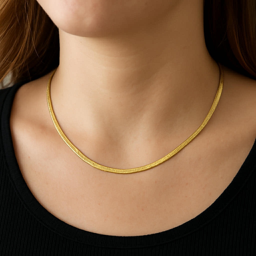 ✨ UShine.gr: Ατσάλινο κολιέ snake chain σε χρυσό τόνο No 1307