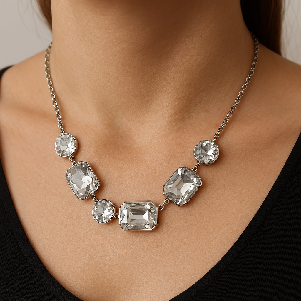 ✨ UShine.gr: Χειροποίητο κολιέ με διαφανείς κρυστάλλους No 1308