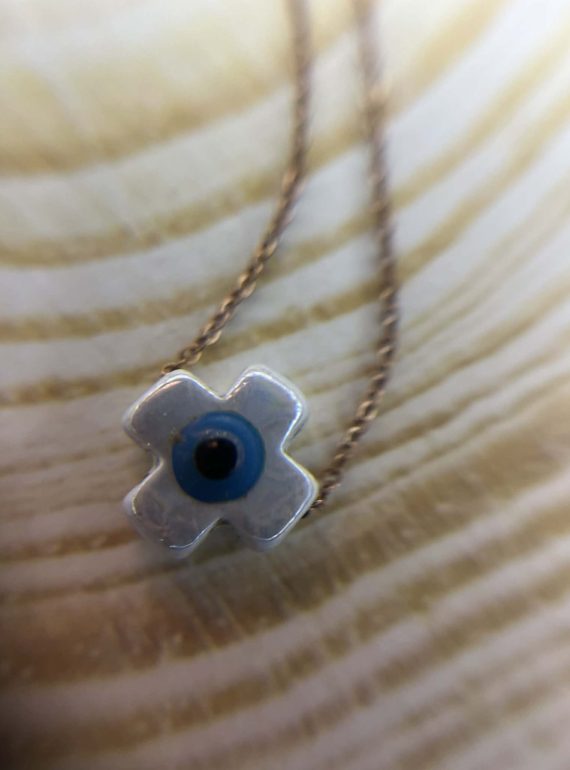 ✨ UShine.gr: Κολιέ τετράφυλλο ματάκι με λευκό κεραμικό στοιχείο No 1315