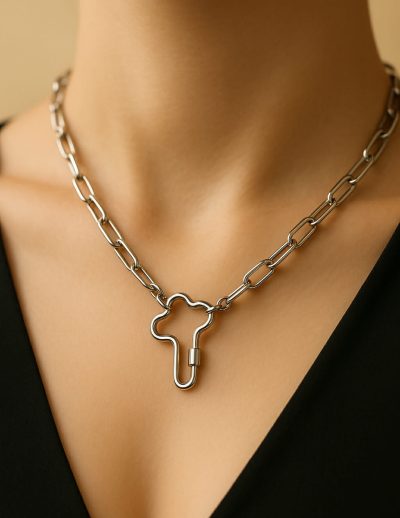 ✨ UShine.gr: Ατσάλινο chunky κολιέ με κούμπωμα σε σχήμα σταυρού No 1316