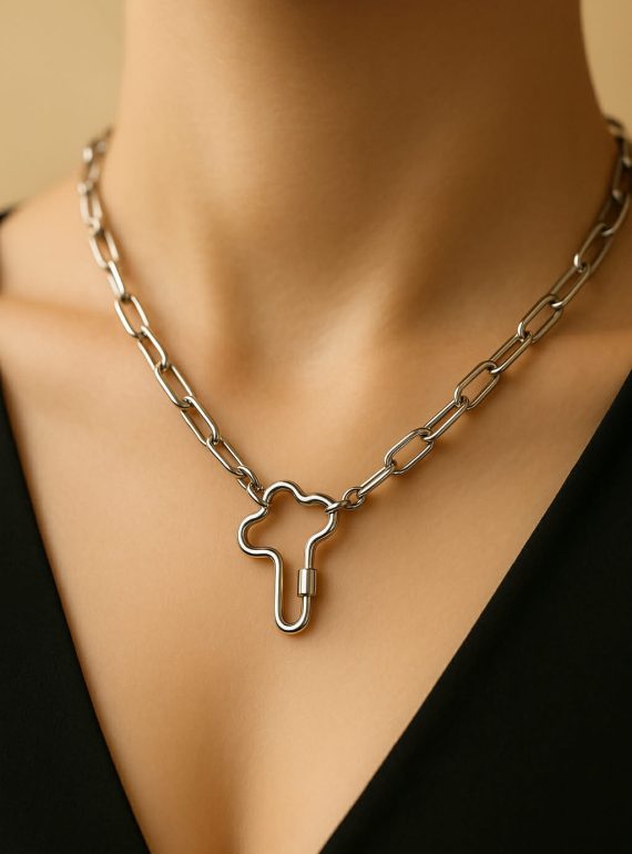 ✨ UShine.gr: Ατσάλινο chunky κολιέ με κούμπωμα σε σχήμα σταυρού No 1316