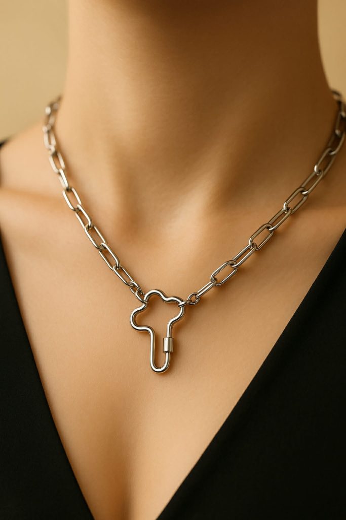 ✨ UShine.gr: Ατσάλινο chunky κολιέ με κούμπωμα σε σχήμα σταυρού No 1316