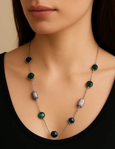✨ UShine.gr: Κολιέ μακρύ με πολύχρωμες πέτρες No 1317