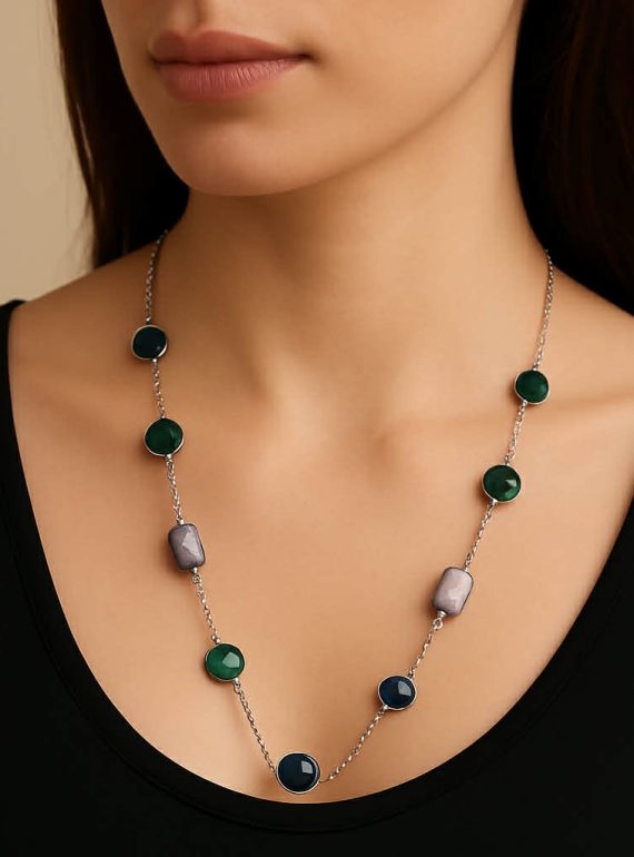 ✨ UShine.gr: Κολιέ μακρύ με πολύχρωμες πέτρες No 1317