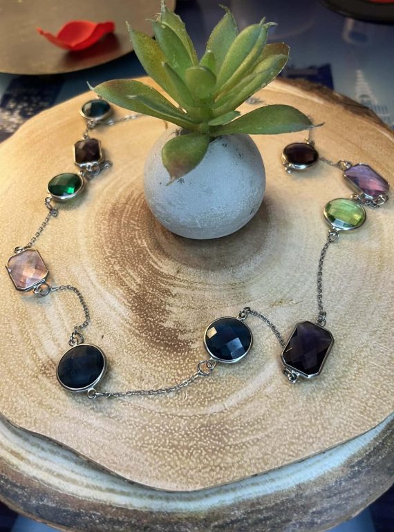 ✨ UShine.gr: Κολιέ μακρύ με πολύχρωμες πέτρες No 1317