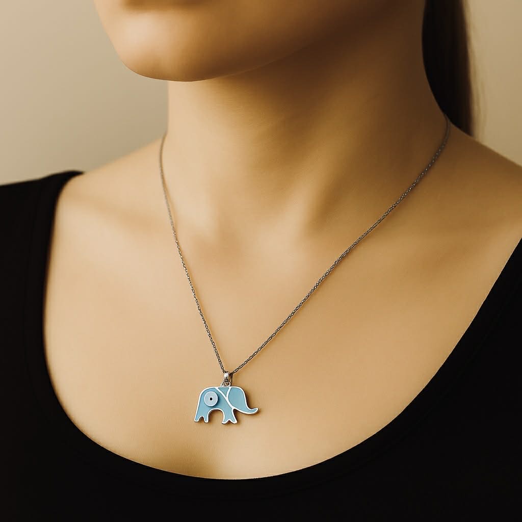 ✨ UShine.gr: Ατσάλινο κολιέ με μαργαριτάρι & τυρκουάζ λεπτομέρειες No 1319