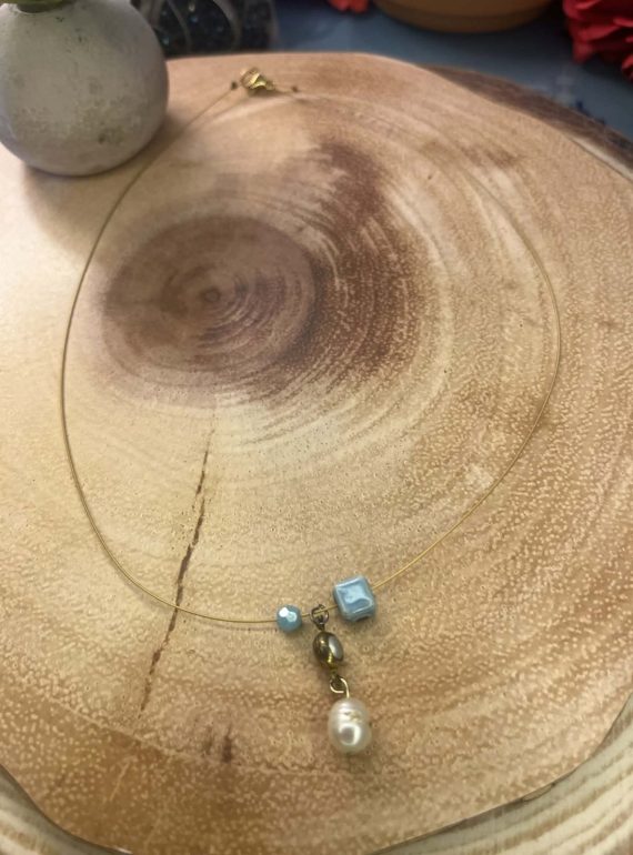 ✨ UShine.gr: Ατσάλινο κολιέ με μαργαριτάρι & τιρκουάζ λεπτομέρειες No 1319