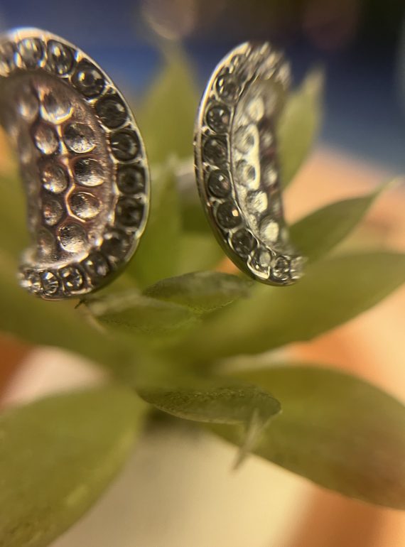 ✨ UShine.gr: Ατσάλινο Δαχτυλίδι Double Leaf με Κρύσταλλα (Ασημί) No 1321