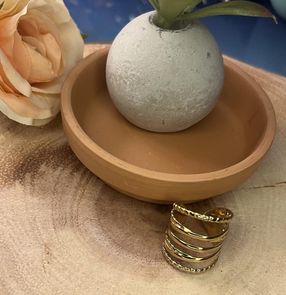 ✨ UShine.gr: Ατσάλινο Δαχτυλίδι Πολύσειρο Cuff σε Χρυσό Τόνο No 1322