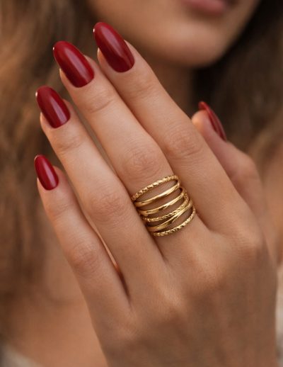 ✨ UShine.gr: Ατσάλινο Δαχτυλίδι Πολύσειρο Cuff σε Χρυσό Τόνο No 1322