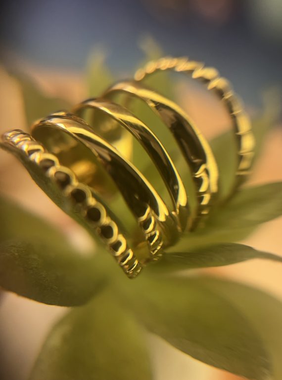 ✨ UShine.gr: Ατσάλινο Δαχτυλίδι Πολύσειρο Cuff σε Χρυσό Τόνο No 1322