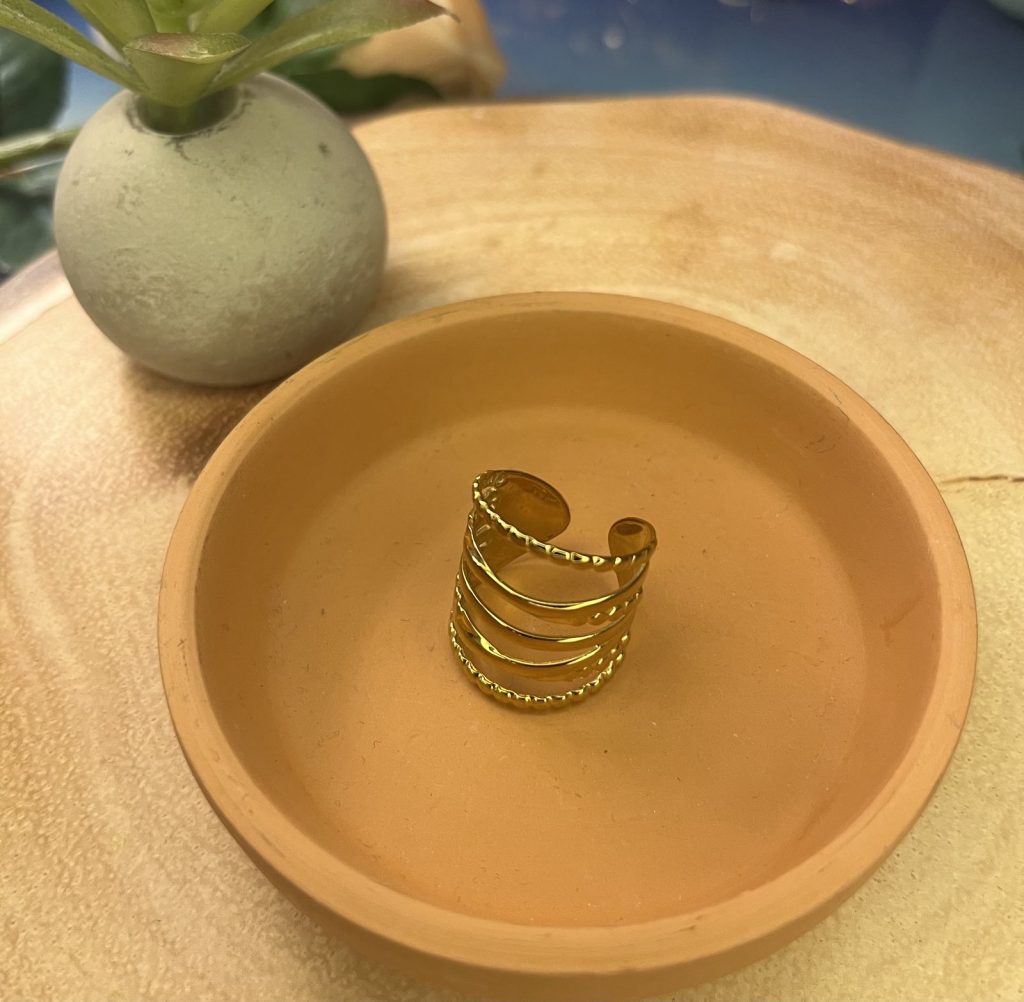 ✨ UShine.gr: Ατσάλινο Δαχτυλίδι Πολύσειρο Cuff σε Χρυσό Τόνο No 1322