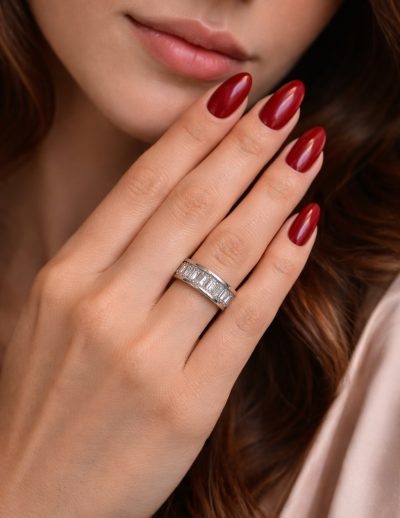 ✨ UShine.gr: Ατσάλινο Δαχτυλίδι Baguette Eternity (Ασημί) No 1324