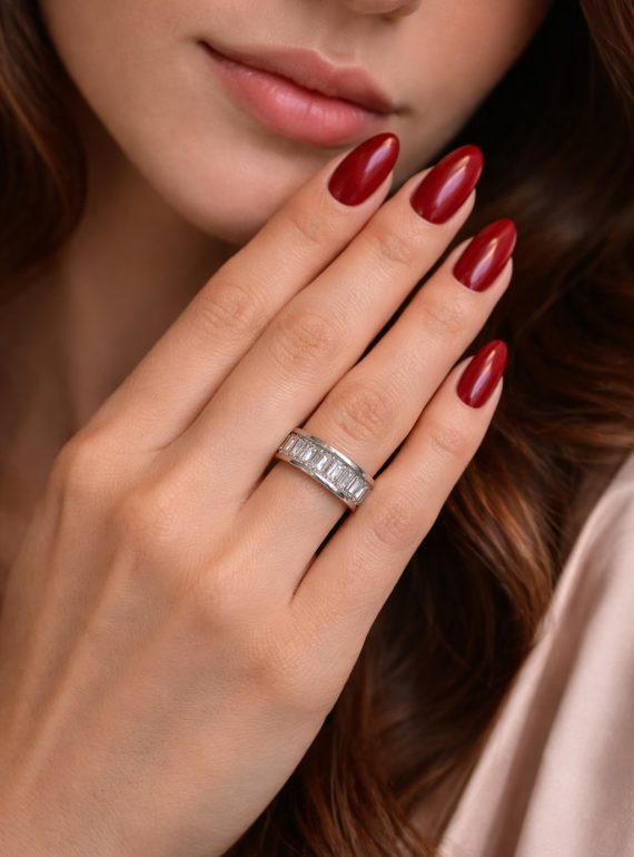 ✨ UShine.gr: Ατσάλινο Δαχτυλίδι Baguette Eternity (Ασημί) No 1324