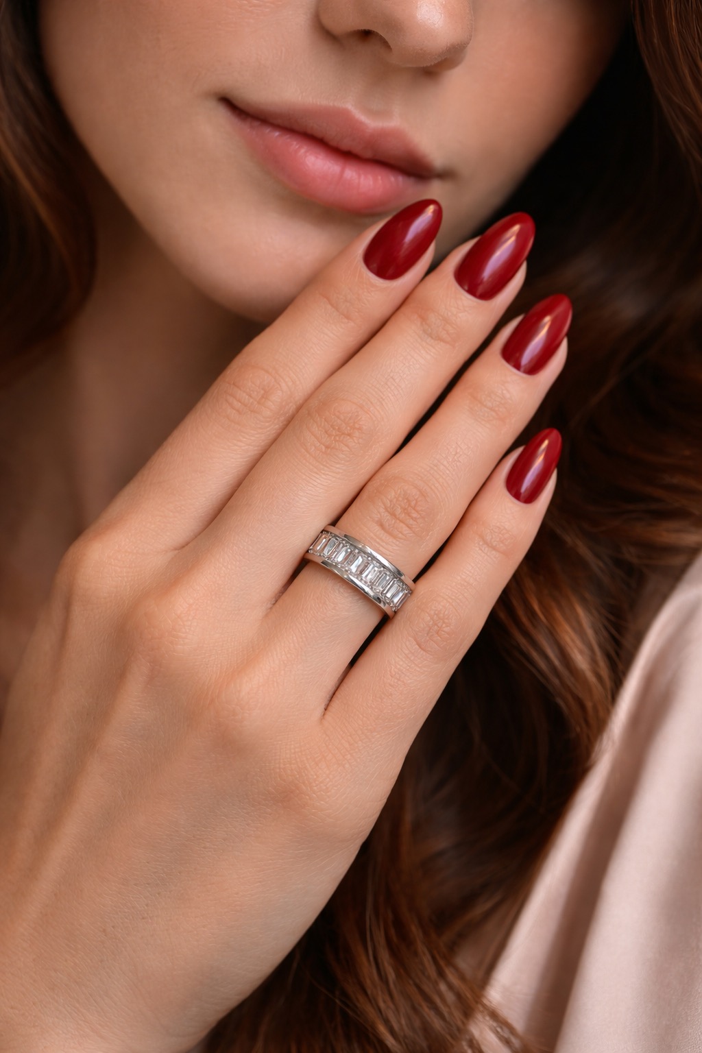 ✨ UShine.gr: Ατσάλινο Δαχτυλίδι Baguette Eternity (Ασημί) No 1324