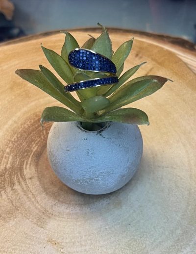 ✨ UShine.gr: Ατσάλινο wrap δαχτυλίδι με μπλε κρύσταλλα (ροζ-χρυσό) No 1327