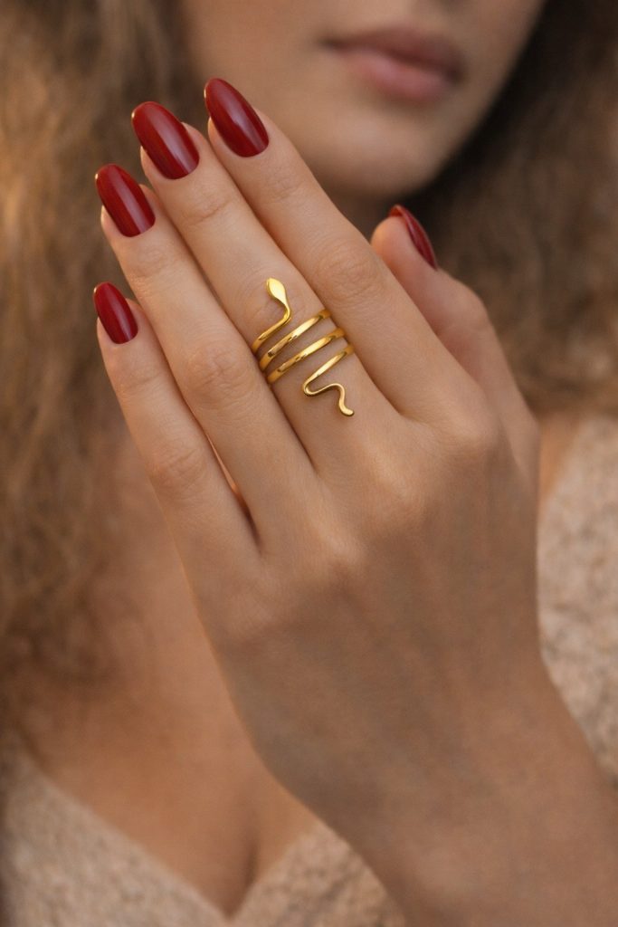 ✨ UShine.gr: Ατσάλινο Δαχτυλίδι Φίδι (χρυσό) No 1328