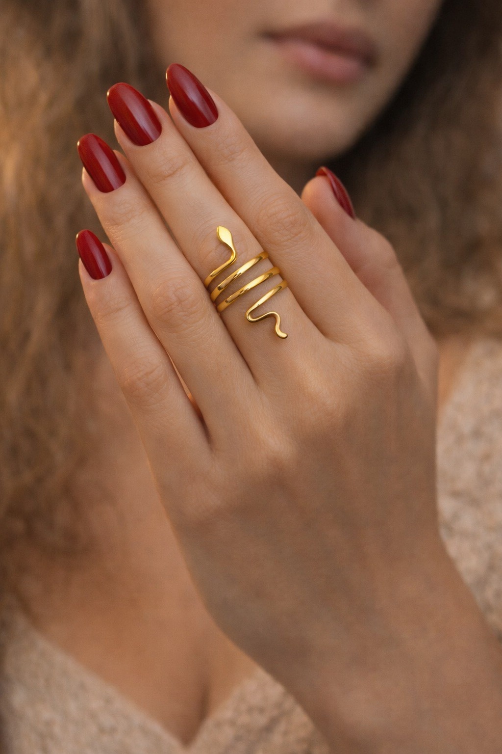 ✨ UShine.gr: Ατσάλινο Δαχτυλίδι Φίδι (χρυσό) No 1328