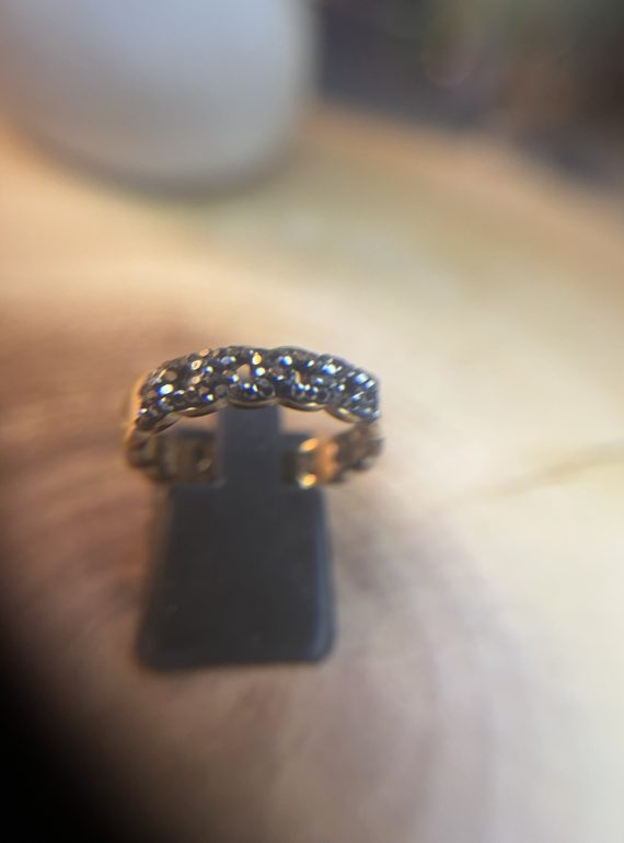 ✨ UShine.gr: Ατσάλινο statement δαχτυλίδι με μαύρες πέτρες ζιργκόν (ροζ-χρυσό) No 1332