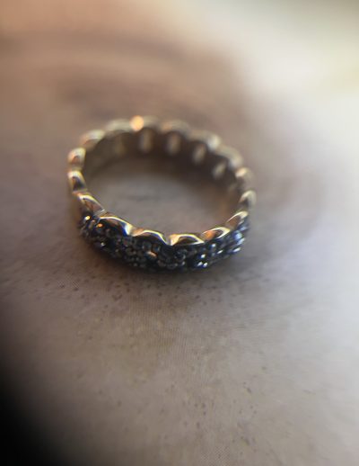 ✨ UShine.gr: Ατσάλινο statement δαχτυλίδι με μαύρες πέτρες ζιργκόν (ροζ-χρυσό) No 1332