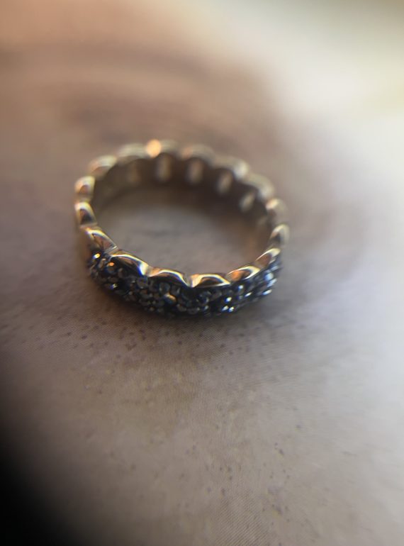 ✨ UShine.gr: Ατσάλινο statement δαχτυλίδι με μαύρες πέτρες ζιργκόν (ροζ-χρυσό) No 1332