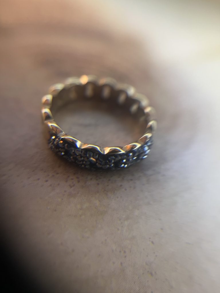 ✨ UShine.gr: Ατσάλινο statement δαχτυλίδι με μαύρες πέτρες ζιργκόν (ροζ-χρυσό) No 1332