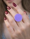 ✨ UShine.gr: Ατσάλινο statement δαχτυλίδι οβάλ με glossy επιφάνεια (λιλά) No 1353