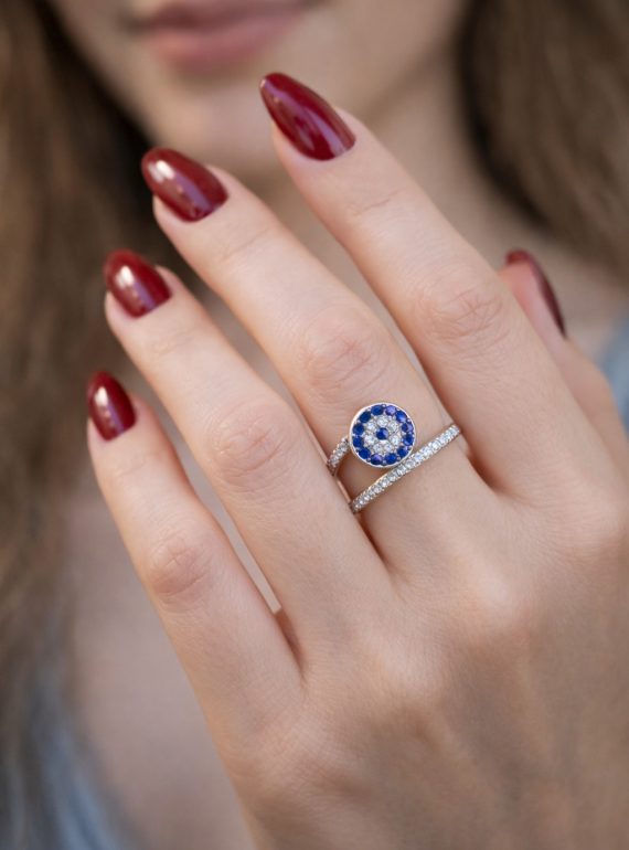 ✨ UShine.gr: Ατσάλινο statement δαχτυλίδι “μάτι” (ασημί) No 1354