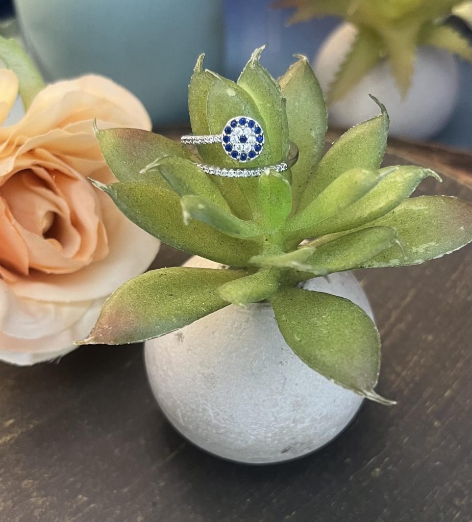 ✨ UShine.gr: Ατσάλινο statement δαχτυλίδι “μάτι” με διπλή λεπτή γάμπα (ασημί) No 1354