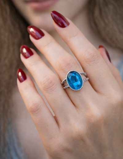 ✨ UShine.gr: Χειροποίητο statement δαχτυλίδι οβάλ με τιρκουάζ κρύσταλλο No 7038