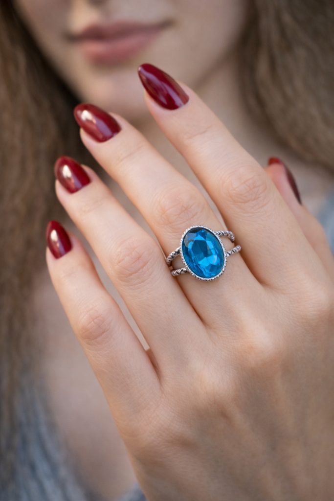 ✨ UShine.gr: Χειροποίητο statement δαχτυλίδι οβάλ με τιρκουάζ κρύσταλλο No 7038