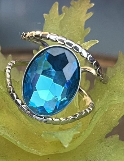 ✨ UShine.gr: Χειροποίητο statement δαχτυλίδι οβάλ με τιρκουάζ κρύσταλλο No 7038