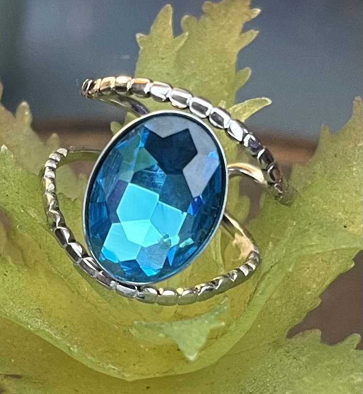 ✨ UShine.gr: Χειροποίητο statement δαχτυλίδι οβάλ με τιρκουάζ κρύσταλλο No 7038