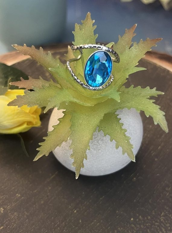 ✨ UShine.gr: Χειροποίητο statement δαχτυλίδι οβάλ με τιρκουάζ κρύσταλλο No 7038